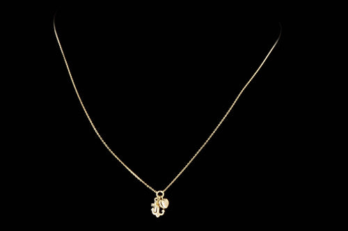 14K Yellow Gold Heart Anchor & Cross Charm Pendant Necklace - Queen May