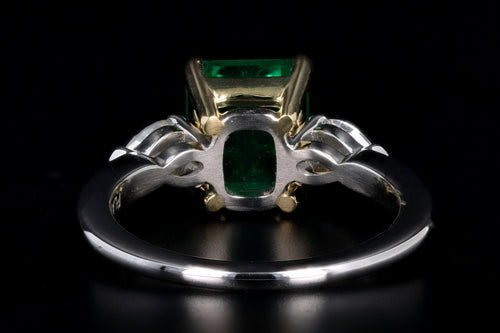 Platinum and 18K Yellow Gold 2.90 Carat Colombian Emerald and Diamond Ring AGL Certified - Queen May