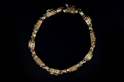 Vintage 14K Yellow Gold Multi Gem Link Bracelet - Queen May