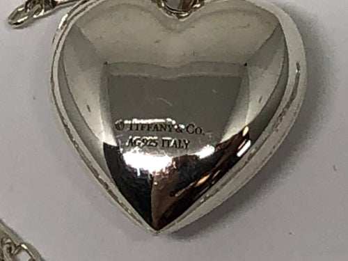 Tiffany & Co Sterling Silver Puffed Heart Necklace 18" - Queen May