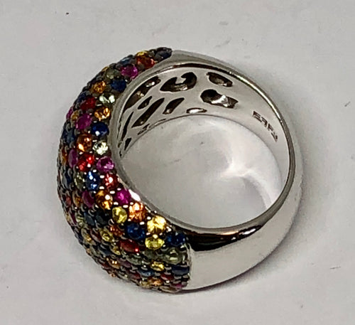 EFFY Sterling Silver Multi-Color Sapphire Splash Large Dome Ring Size 7 - Queen May