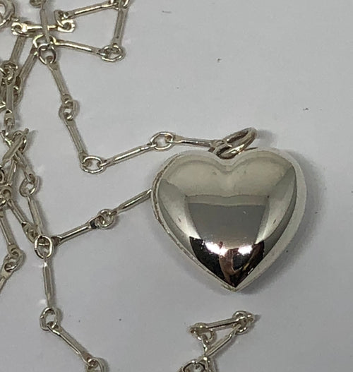 Tiffany & Co Sterling Silver Puffed Heart Necklace 18" - Queen May