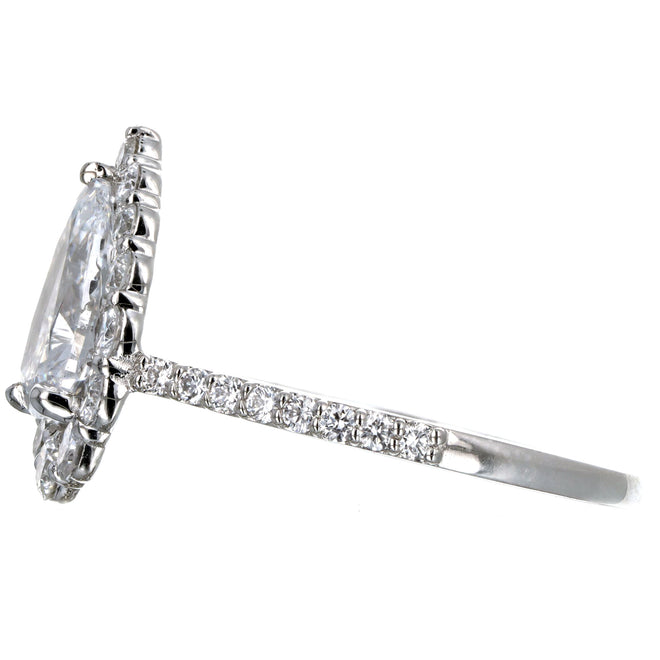 1.46 Carat Pear Diamond Graduated Halo Engagement Ring in Platinum GIA Certified - Queen May