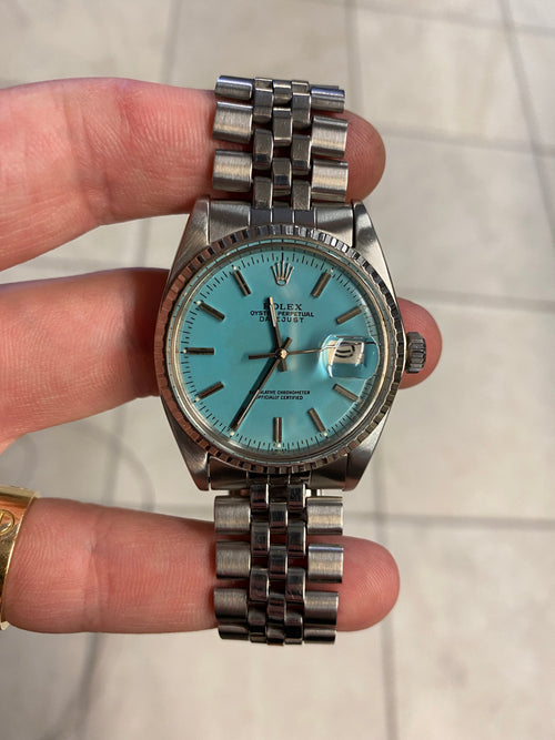 Rolex Datejust Model 1603 Aftermarket Tiffany Blue Dial - Queen May