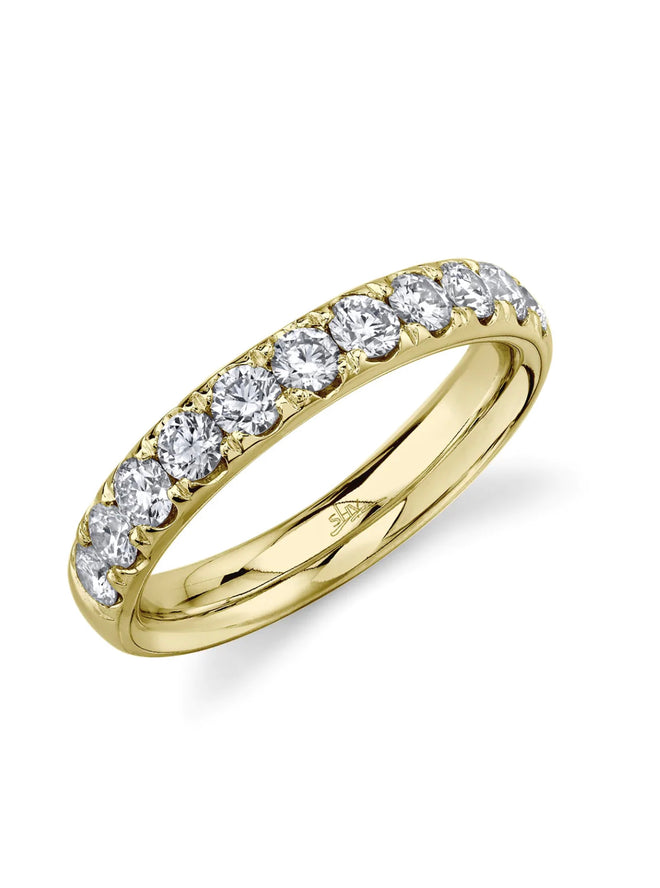 14K Gold 0.90 Carat Round Diamond Half Eternity Wedding Band - Queen May