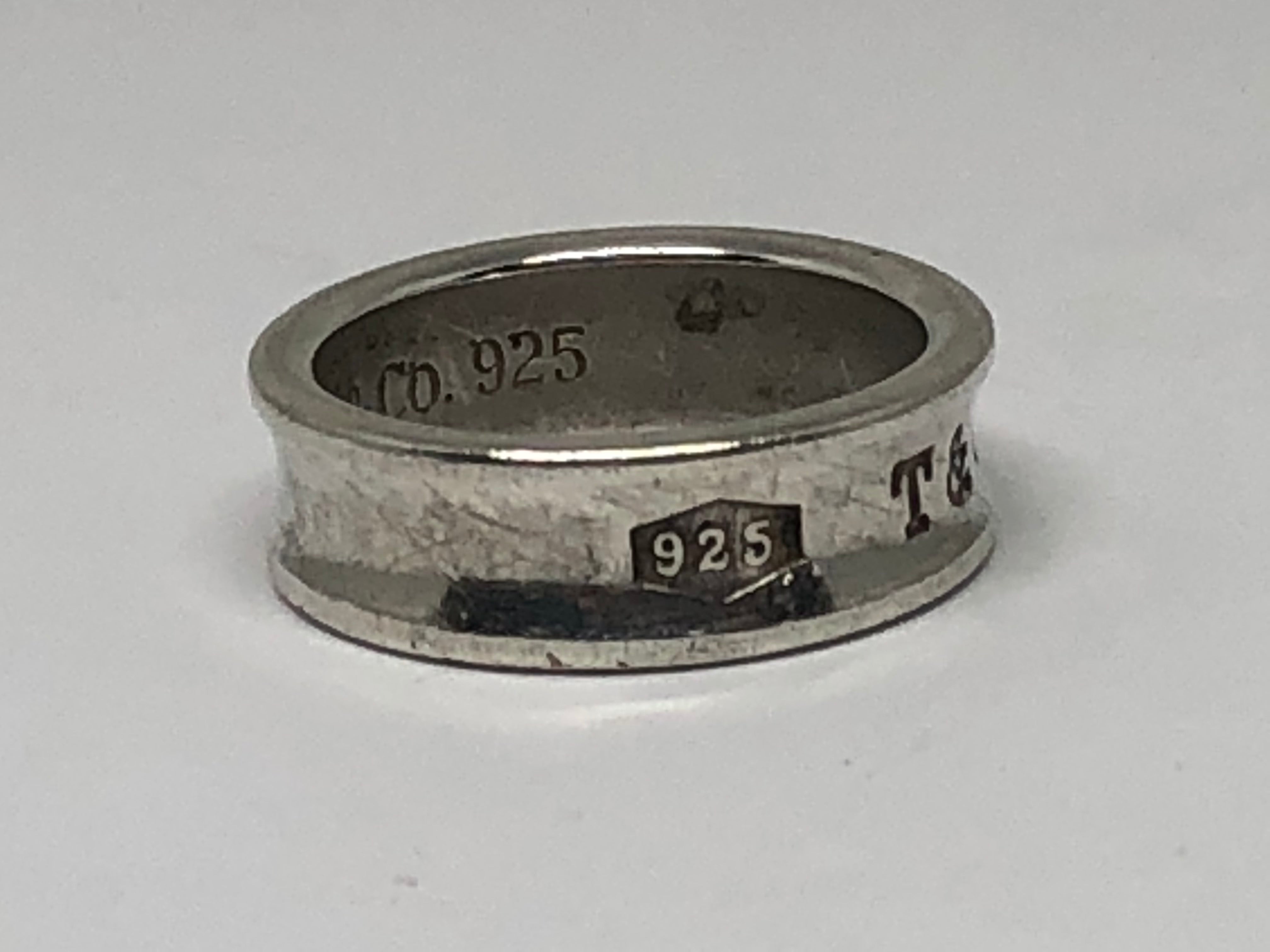 Tiffany & Co Sterling Silver Concave 1837 Band Ring Size 7.5