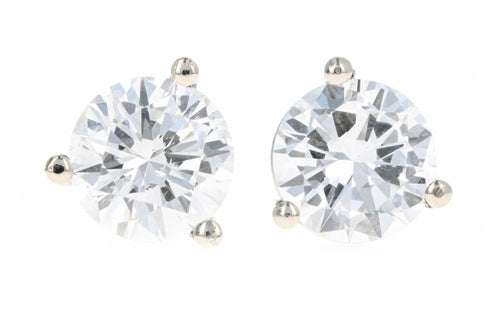 14K White Gold 1.03 Carat Total Weight Round Brilliant Cut Diamond Martini Stud Earrings - Queen May