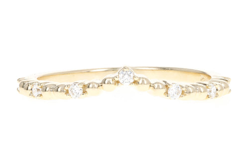 14K Gold .10 Carat Total Weight Round Diamond Contour Band - Queen May