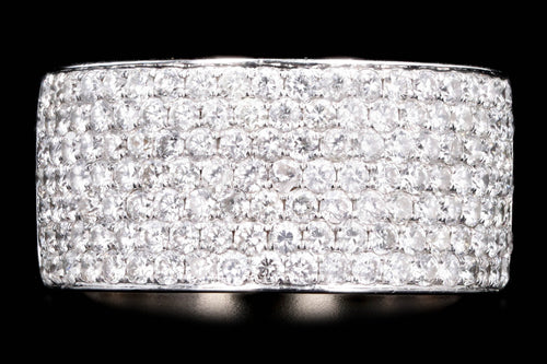 14K White Gold 2.0 Carat Total Weight Diamond Pave Wide Band - Queen May