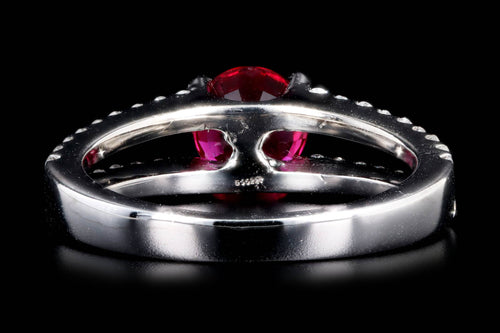 18K White Gold 1.22 Carat ''Pigeon's Blood'' Burma Natural Ruby & Diamond Ring GIA Certified - Queen May