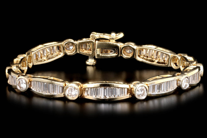 14K Yellow Gold 5.5 Carat Total Weight Diamond Baguette Bracelet - Queen May