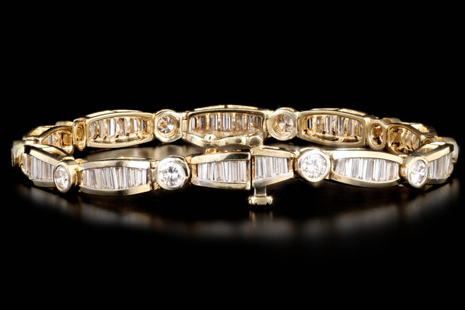 14K Yellow Gold 5.5 Carat Total Weight Diamond Baguette Bracelet - Queen May