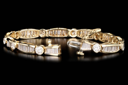14K Yellow Gold 5.5 Carat Total Weight Diamond Baguette Bracelet - Queen May