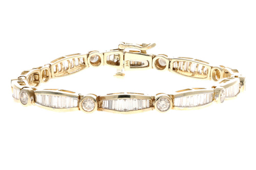 14K Yellow Gold 5.5 Carat Total Weight Diamond Baguette Bracelet - Queen May