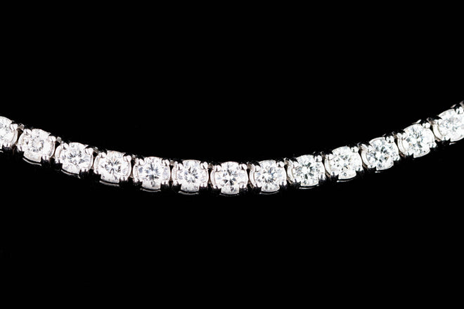 14K White Gold 6.15 Carat Total Weight Round Brilliant Diamond Tennis Necklace - Queen May