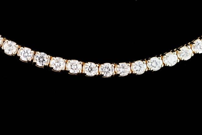 14K Yellow Gold 7.37 Carat Total Weight Round Brilliant Diamond Tennis Necklace - Queen May