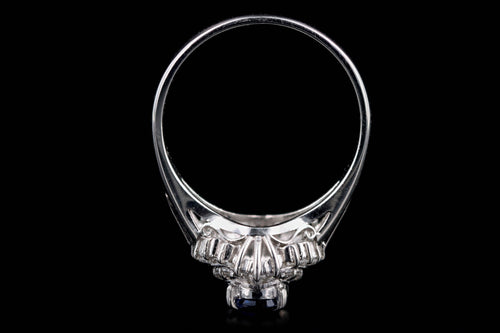 Retro Platinum 1.73 Carat Round Natural Sapphire & Diamond Ballerina Ring - Queen May