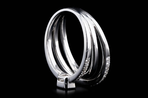 18K White Gold 0.42 Carat Total Weight Diamond Baguette Crisscross Ring - Queen May