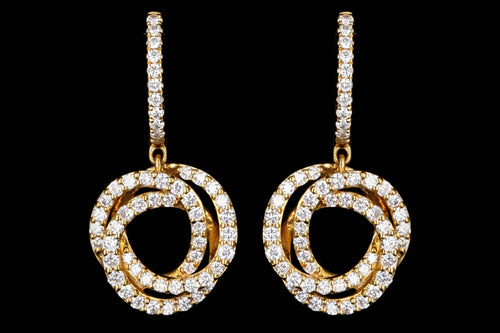 18K White or Yellow Gold 1.0 Carat Total Weight Diamond Swirl Drop Earrings - Queen May