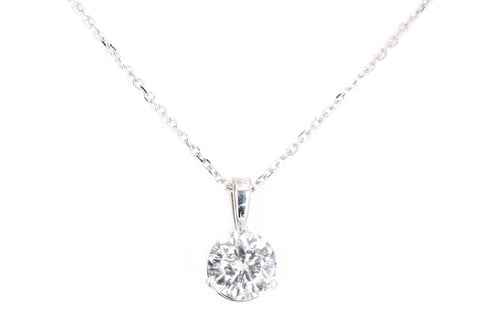 14K White Gold 1.08 Carat Round Brilliant Diamond Pendant Necklace - Queen May