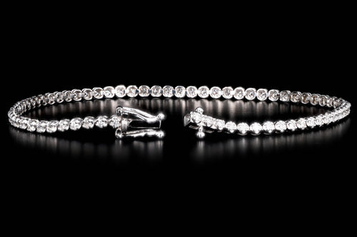 14K White Gold 1.44 Carat Total Weight Round Brilliant Diamond Tennis Bracelet - Queen May