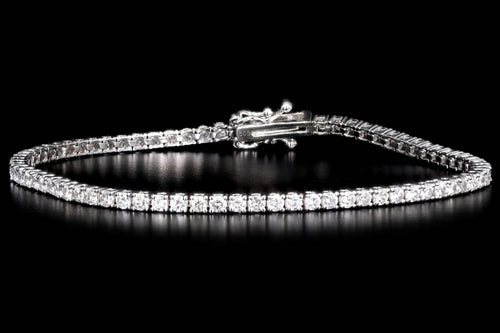14K White Gold 2.75 Carat Total Weight Round Brilliant Diamond Tennis Bracelet - Queen May