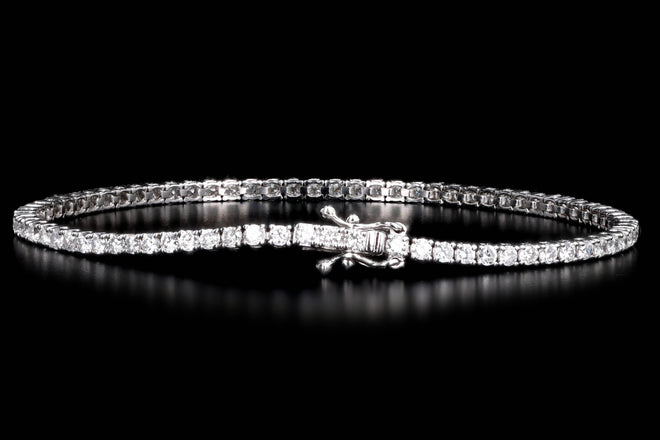 14K White Gold 2.5 Carat Total Weight Round Diamond Tennis Bracelet - Queen May