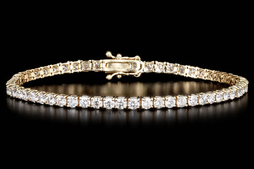 14K Yellow Gold 5.30 Carat Total Weight Round Brilliant Diamond Tennis Bracelet - Queen May