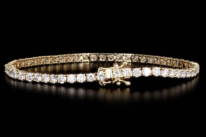 14K Yellow Gold 5.30 Carat Total Weight Round Brilliant Diamond Tennis Bracelet - Queen May