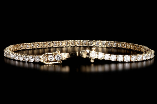 14K Yellow Gold 5.30 Carat Total Weight Round Brilliant Diamond Tennis Bracelet - Queen May