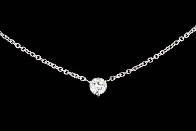 18K White Gold 0.67 Carat Round Brilliant Diamond Pendant Necklace - Queen May