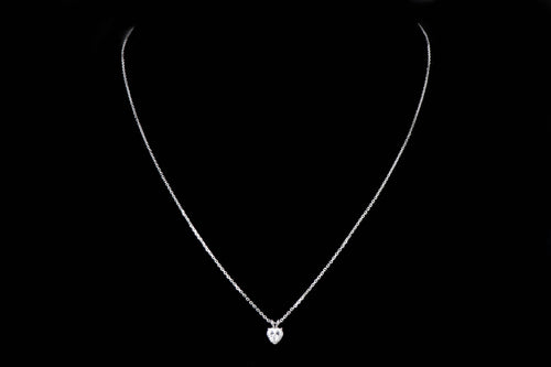 14K White Gold 0.61 Carat Heart Diamond Pendant Necklace - Queen May