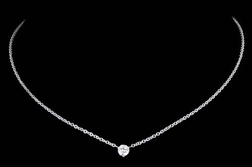 18K White Gold 0.67 Carat Round Brilliant Diamond Pendant Necklace - Queen May