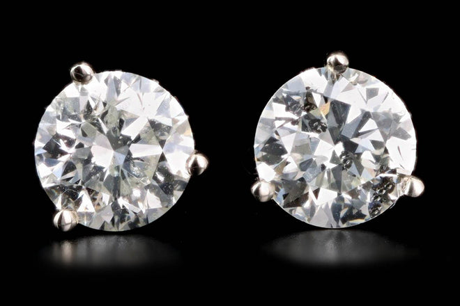 14K White Gold 2.01 Carat Round Brilliant Diamond Martini Stud Earrings - Queen May