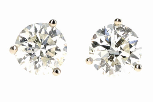 14K White Gold 2.01 Carat Round Brilliant Diamond Martini Stud Earrings - Queen May