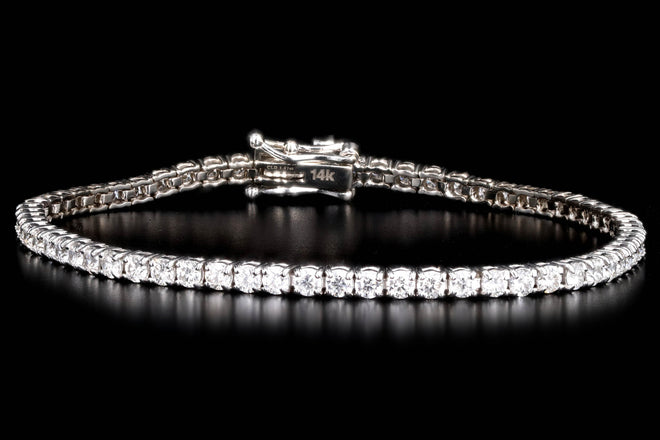 14K White Gold 3.67 Carat Total Weight Round Brilliant Diamond Tennis Bracelet - Queen May