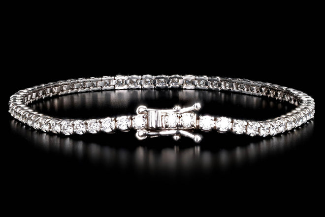 14K White Gold 3.67 Carat Total Weight Round Brilliant Diamond Tennis Bracelet - Queen May