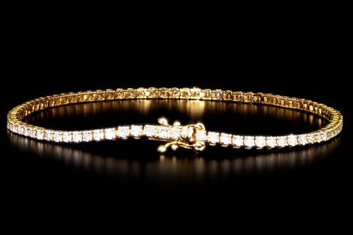 14K Yellow Gold 2.27 Carat Total Weight Round Brilliant Cut Diamond Tennis Bracelet - Queen May