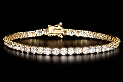14K Yellow Gold 6.42 Carat Total Weight Round Brilliant Cut Diamond Tennis Bracelet - Queen May