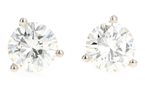 14K White Gold 0.96 Carat Total Weight Round Brilliant Cut Diamond Martini Stud Earrings - Queen May