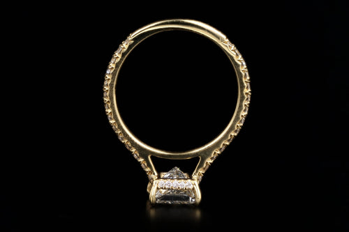 2.02 Carat Princess Cut Diamond Hidden Halo Engagement Ring in 18K Yellow Gold GIA Certified - Queen May