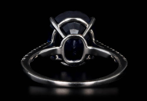 Platinum 6.25 Carat Oval Royal Blue Ceylon Natural Sapphire & Diamond Ring - Queen May