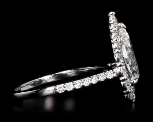 1.83 Carat Pear Diamond Graduated Halo Engagement Ring in Platinum GIA Certified - Queen May