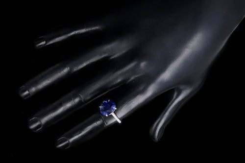 Platinum 6.25 Carat Oval Royal Blue Ceylon Natural Sapphire & Diamond Ring - Queen May