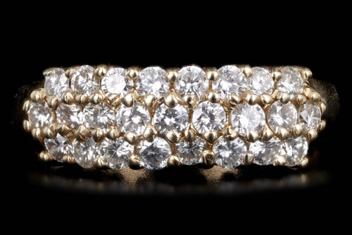 14K Yellow Gold 0.75 Carat Total Weight Round Brilliant Diamond Pave Band - Queen May