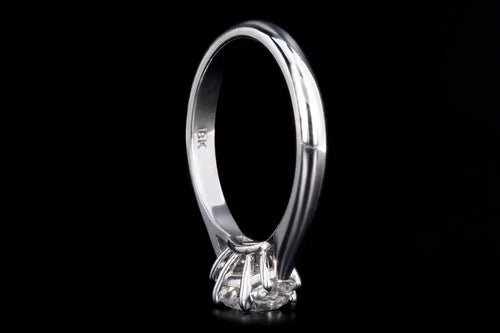 18K White Gold 0.83 Carat Cushion Diamond & Half Moon Three Stone Engagement Ring - Queen May