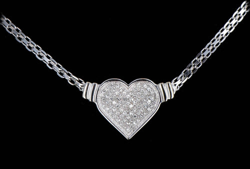 14K White Gold 0.15 Carat Total Weight Diamond Heart Pendant Necklace - Queen May