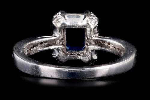 14K White Gold 0.77 Carat Natural Sapphire & Diamond Ring - Queen May