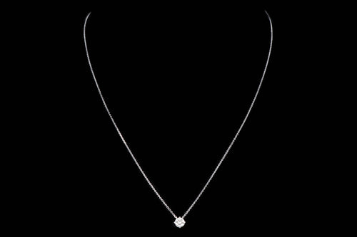 14K White Gold 0.44 Carat Round Brilliant Diamond Solitaire Pendant Necklace - Queen May