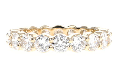 14K Yellow Gold 4.39 Carat Total Weight Round Brilliant Diamond Eternity Wedding Band - Queen May